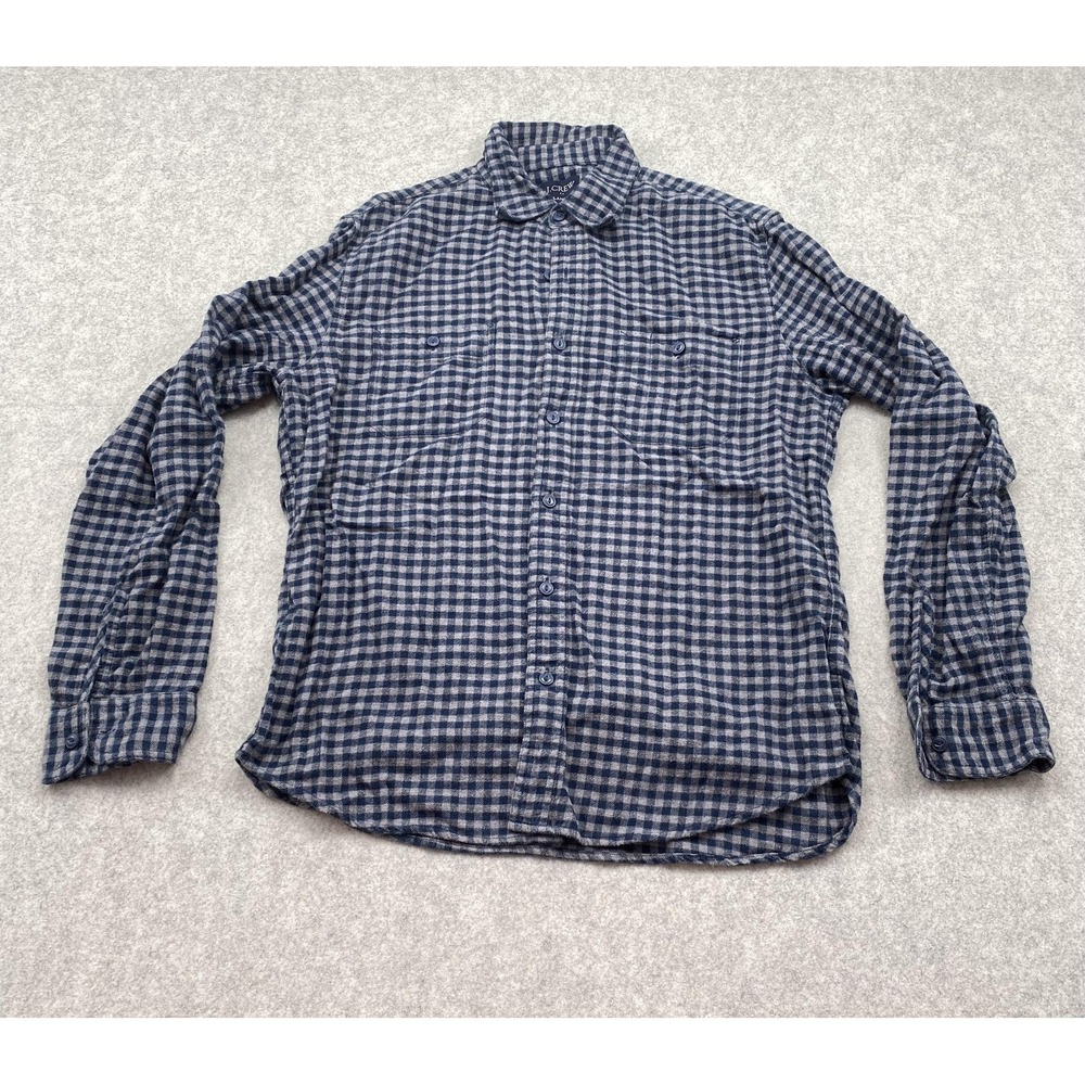 J Crew Shirt Mens Large Blue Check Flannel Button Up Long Sleeve Casual